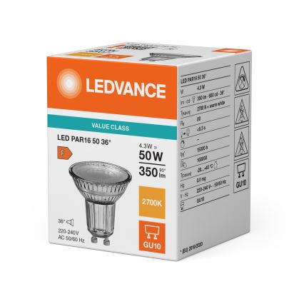 Lampadina LED riflettore PAR16 GU10/4,3W/230V 2700K 36° - Ledvance