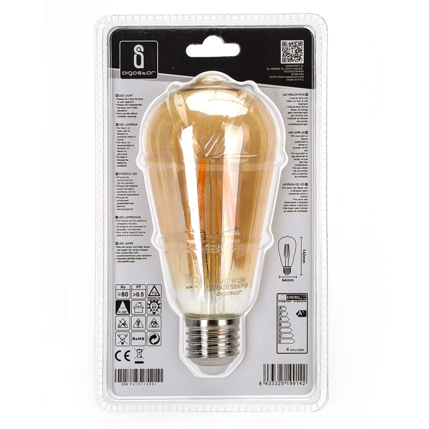 Lampadina LED ST64 E27/4W/230V 2200K - Aigostar