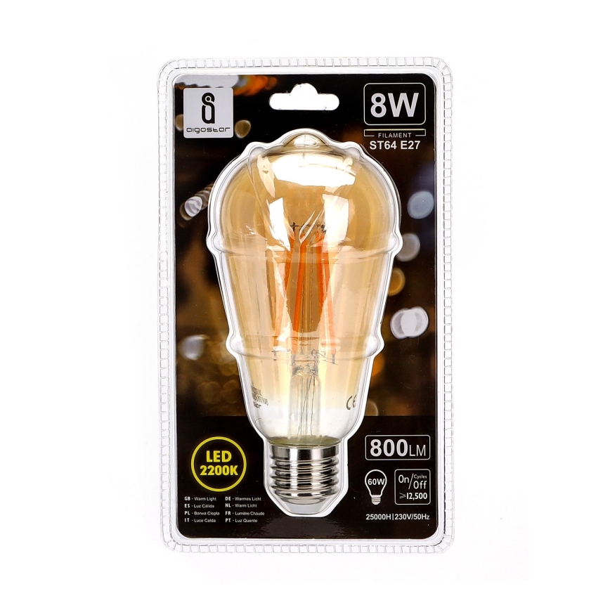 Lampadina LED ST64 E27/8W/230V 2200K - Aigostar