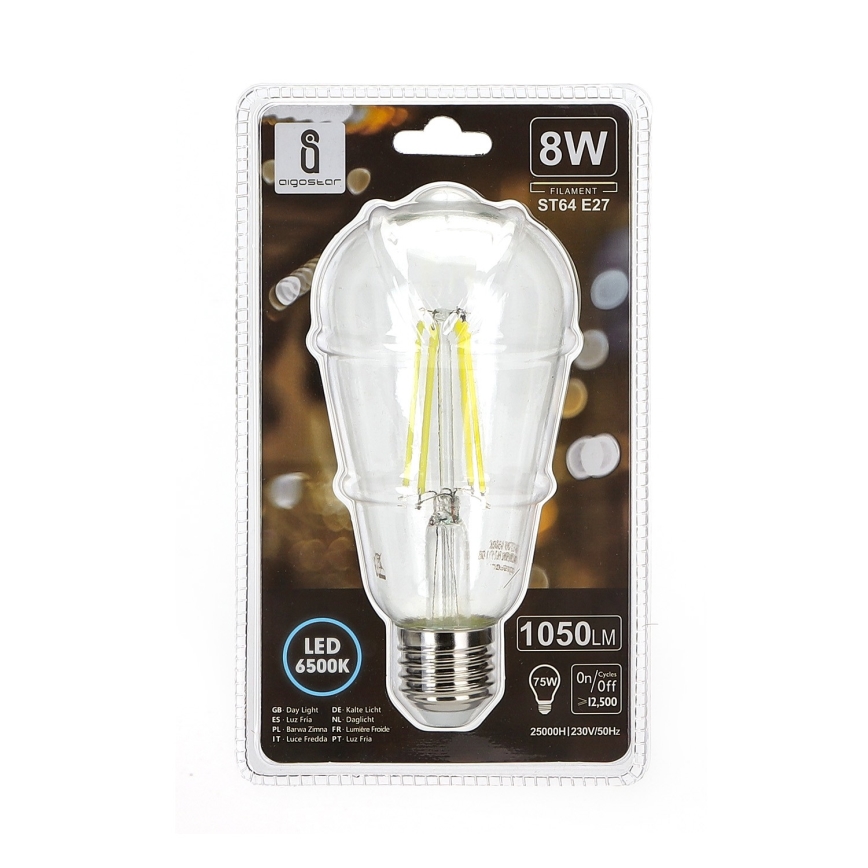 Lampadina LED ST64 E27/8W/230V 6500K - Aigostar