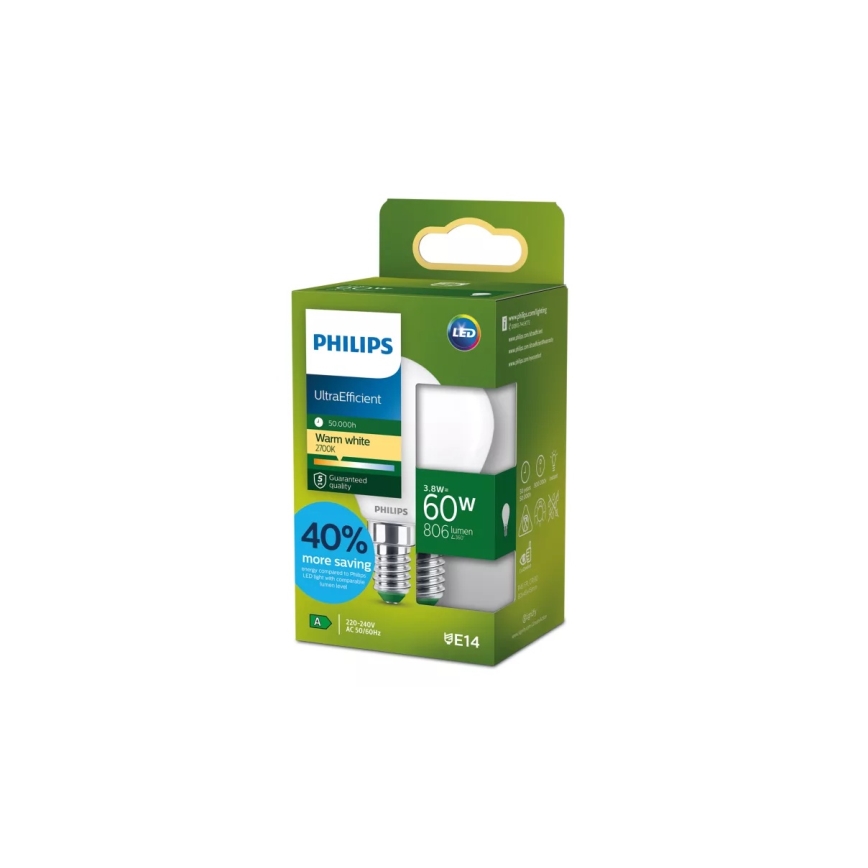 Lampadina LED ULTRAEFFICIENT Philips P45 E14/3,8W/230V 2700K