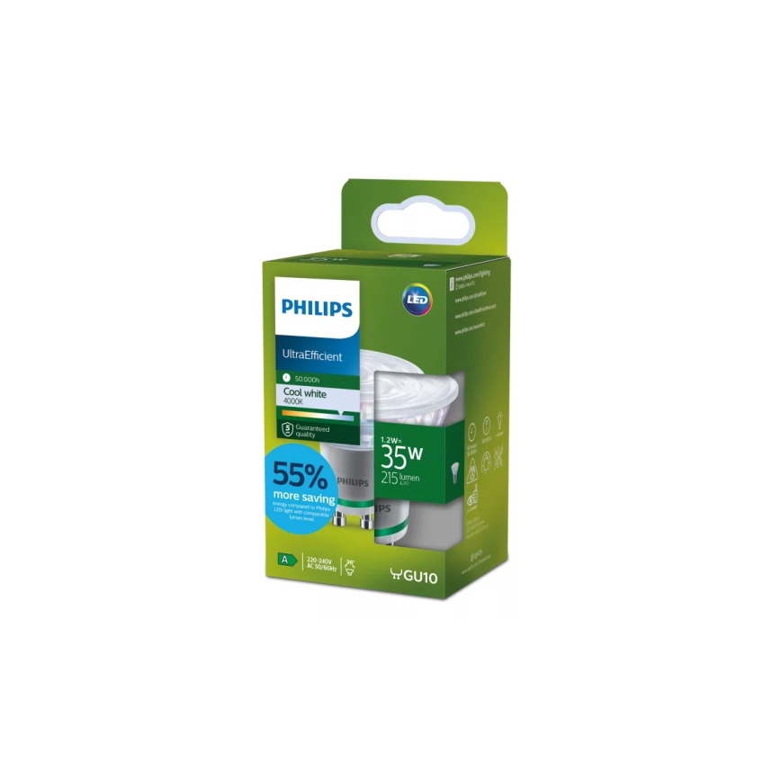 Lampadina LED ULTRAEFFICIENT Philips PAR16 GU10/1,2W/230V 4000K