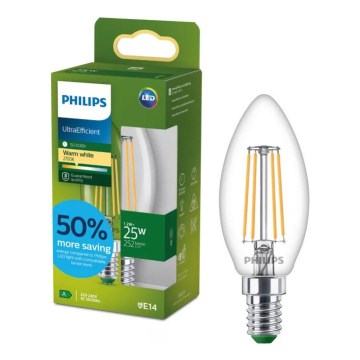 Lampadina LED ULTRAEFFICIENT VINTAGE Philips B35 E14/1,2W/230V 2700K