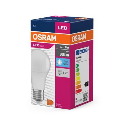 Lampadina LED VALUE A60 E27/8W/230V 4000K - Osram