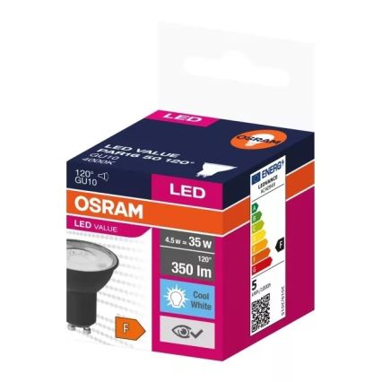 Lampadina LED VALUE PAR16 GU10/4,5W/230V 4000K 120° nero - Ledvance