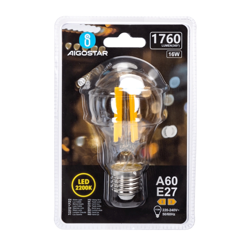 Lampadina LED VINTAGE A60 E27/16W/230V 2200K - Aigostar