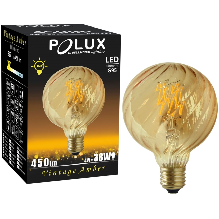 Lampadina LED VINTAGE AMBER G95 E27/4W/230V 2700K
