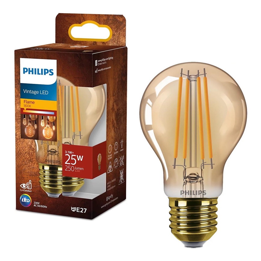 Lampadina LED VINTAGE Philips A60 E27/3,1W/230V 1800K