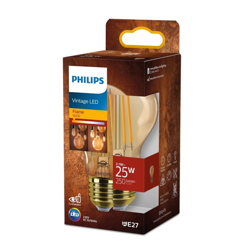 Lampadina LED VINTAGE Philips A60 E27/3,1W/230V 1800K