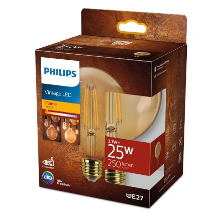 Lampadina LED VINTAGE Philips G95 E27/3,1W/230V 1800K