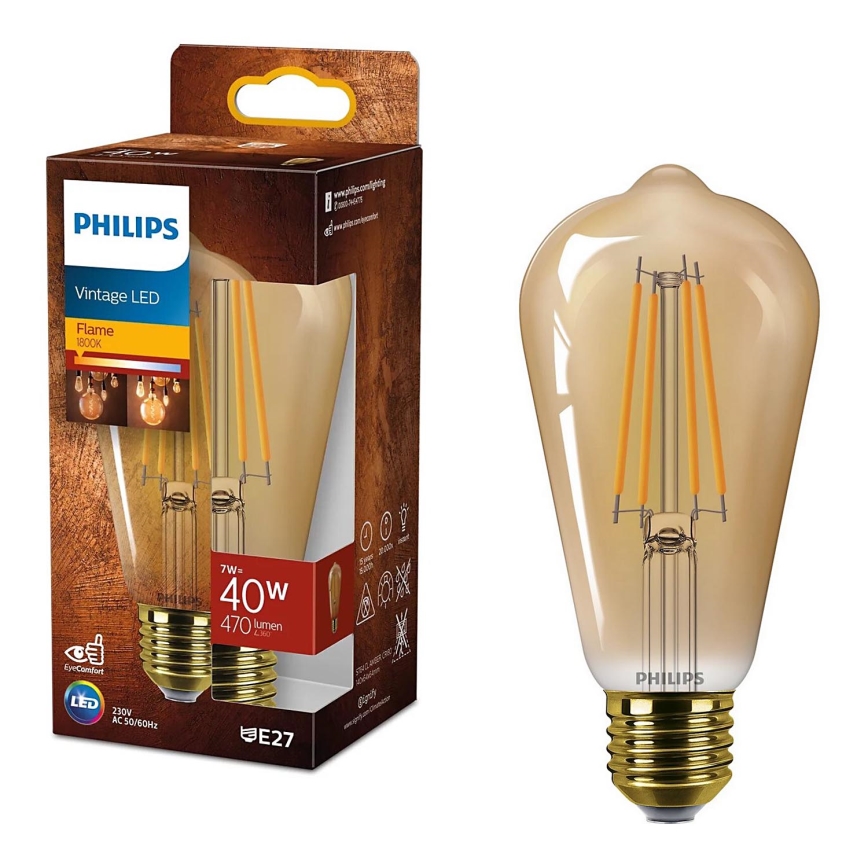 Lampadina LED VINTAGE Philips ST64 E27/7W/230V 1800K