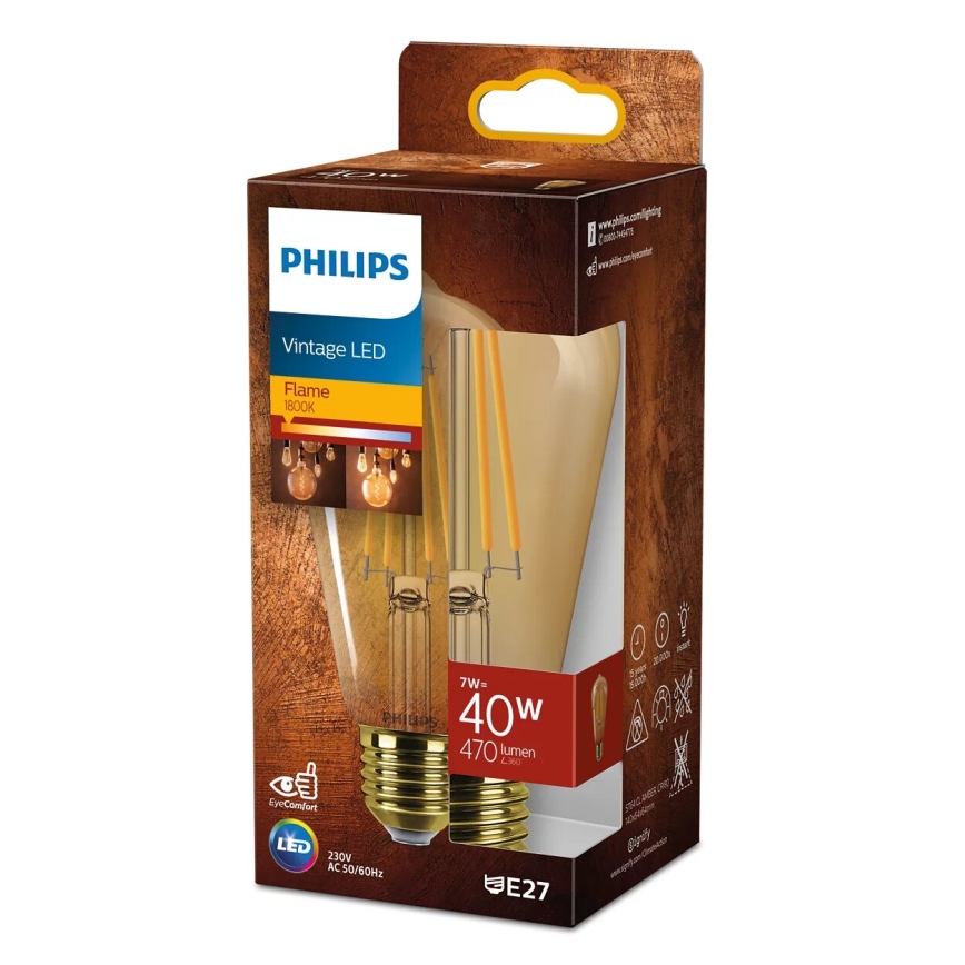 Lampadina LED VINTAGE Philips ST64 E27/7W/230V 1800K