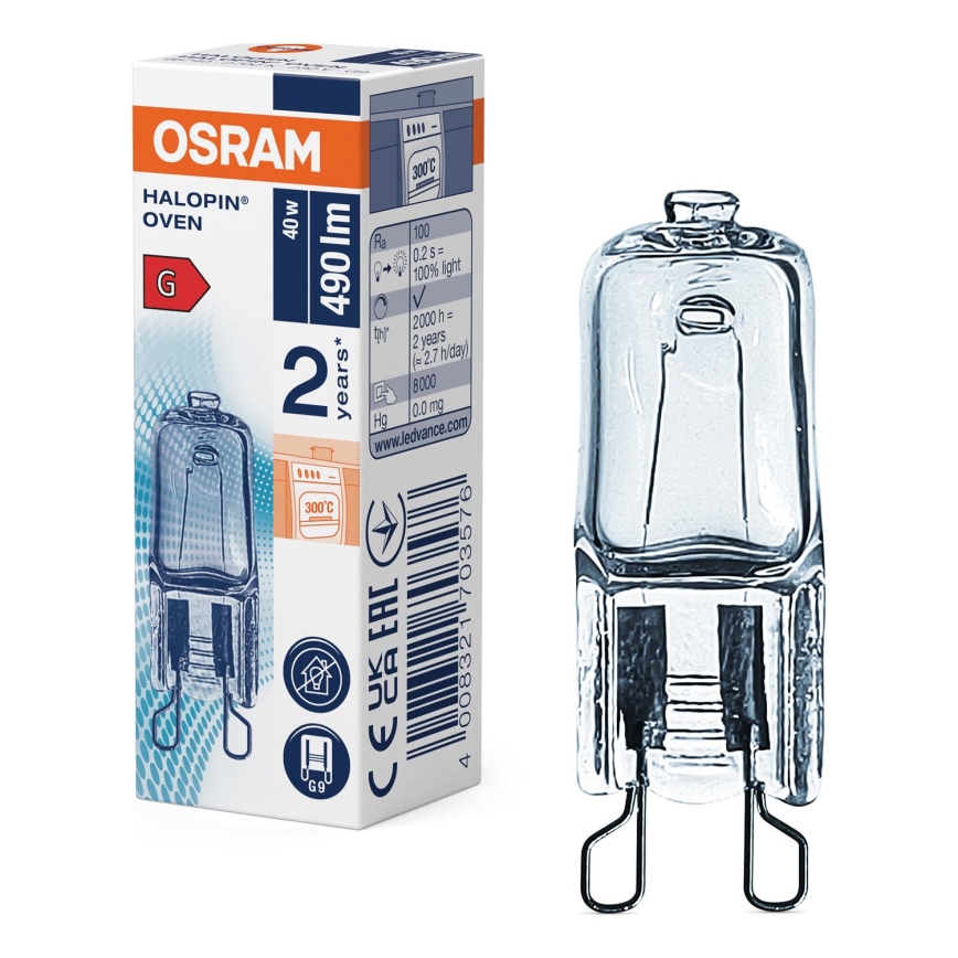 Lampadina per forno HALOPIN G9/40W/230V 2700K - Osram