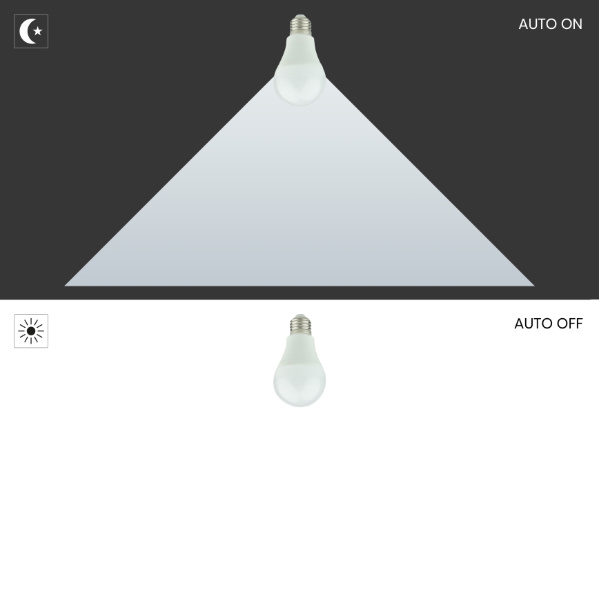 Lampadine LED con sensore crepuscolare A60 E27/9W/230V 3000K