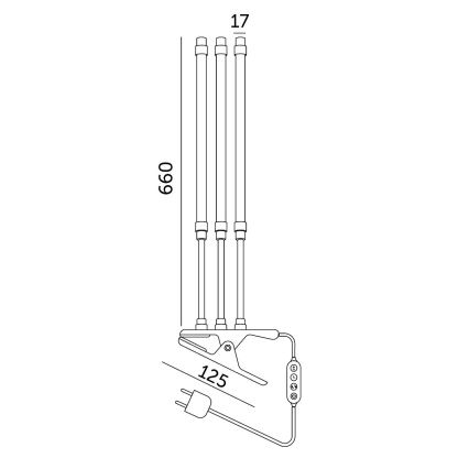 Lampe de table flexible à intensité variable avec pince pour la culture de plantes VITARO 3xLED/10W/230V noir