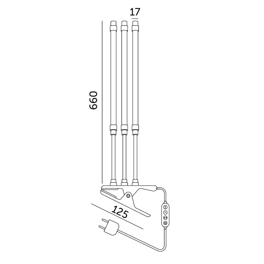 Lampe de table flexible à intensité variable avec pince pour la culture de plantes VITARO 3xLED/10W/230V noir