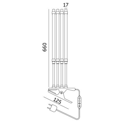 Lampe de table flexible à intensité variable avec pince pour la culture de plantes VITARO 4xLED/10W/230V noir
