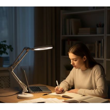 Lampe de bureau LED à intensité variable avec loupe 2-en-1 AURIQ LOUPE LED/10W/5V 3000/4000/6500K blanche