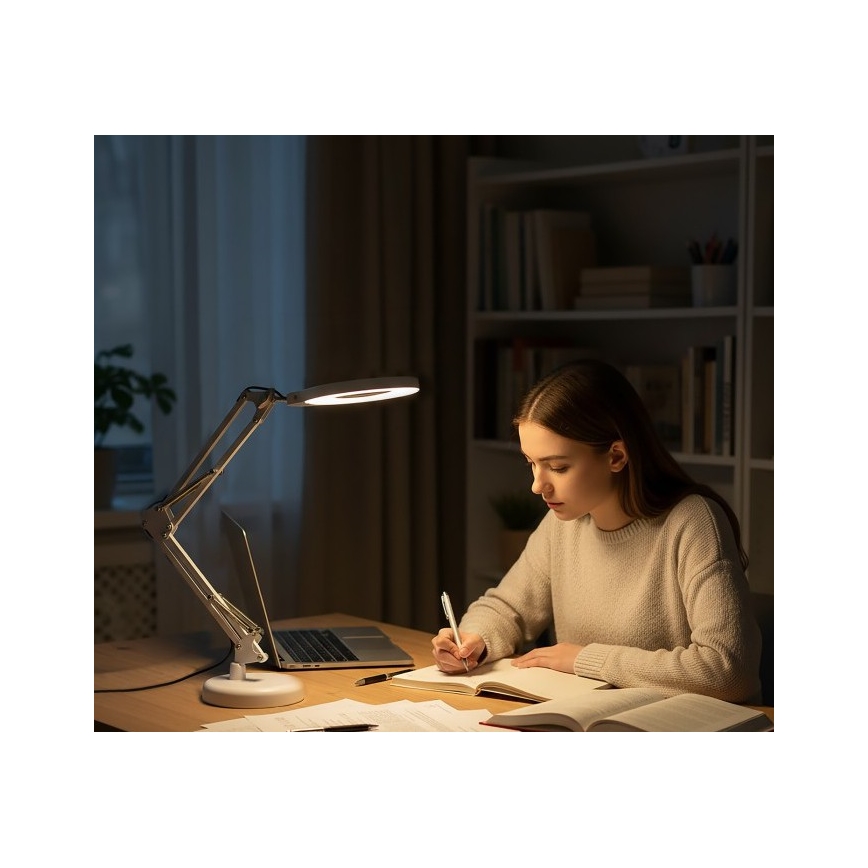 Lampe de bureau LED à intensité variable avec loupe 2-en-1 AURIQ LOUPE LED/10W/5V 3000/4000/6500K blanche
