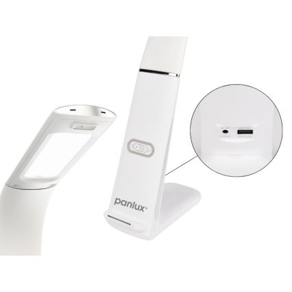 Lampe de bureau LED dimmable LORD EVO LED/8W/230V 3000K/4500K/6000K avec recharge sans fil et capteur de mouvement, blanche