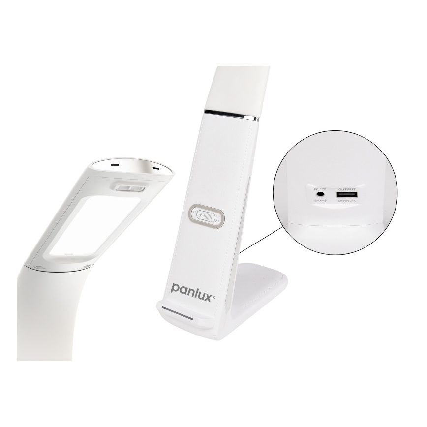 Lampe de bureau LED dimmable LORD EVO LED/8W/230V 3000K/4500K/6000K avec recharge sans fil et capteur de mouvement, blanche