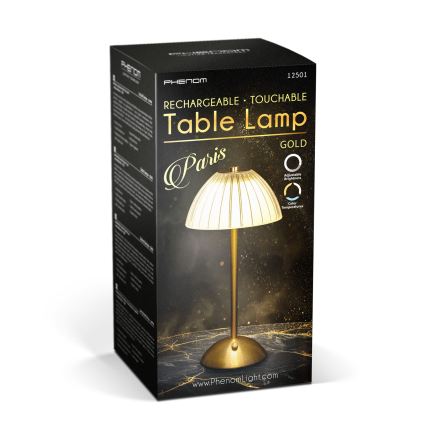 Lampe de table LED rechargeable et dimmable PARIS LED/2W/5V/2700K/4000K/6500K 800 mAh dorée