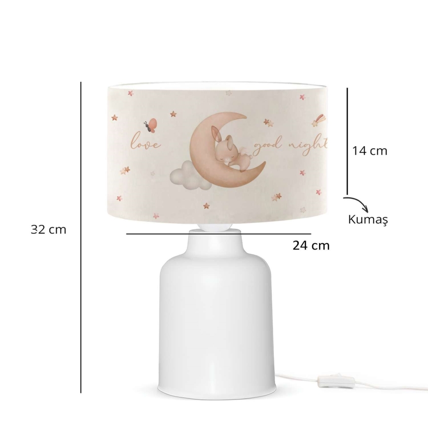 Lampe de chevet pour enfant CANDY 1xE27/40W/230V blanche/beige