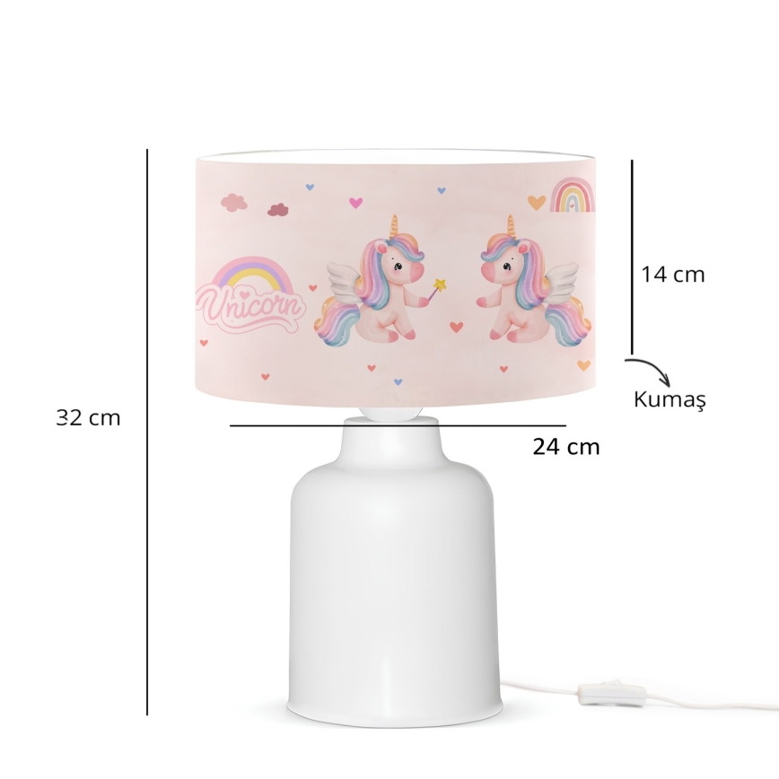 Lampe de chevet pour enfant CANDY 1xE27/40W/230V rose/blanc