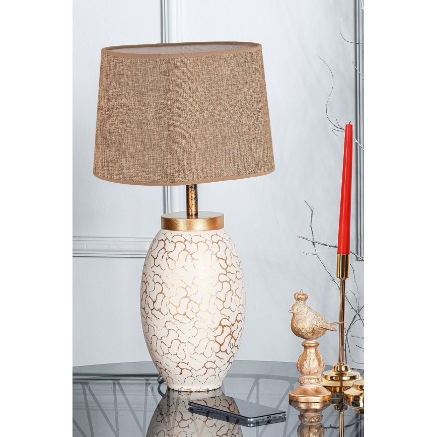 Lampe de table 1xE27/40W/230V beige/doré