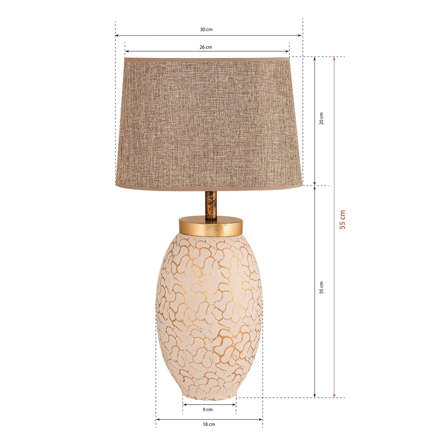 Lampe de table 1xE27/40W/230V beige/doré