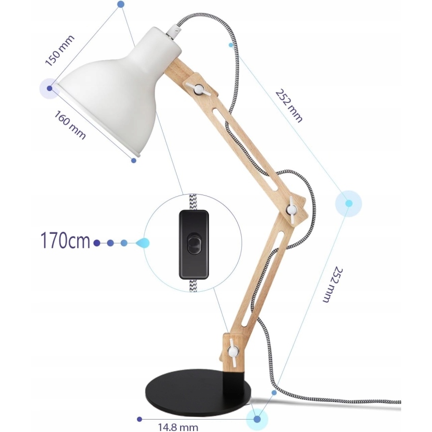 Lampe de table 1xE27/40W/230V blanche/noire