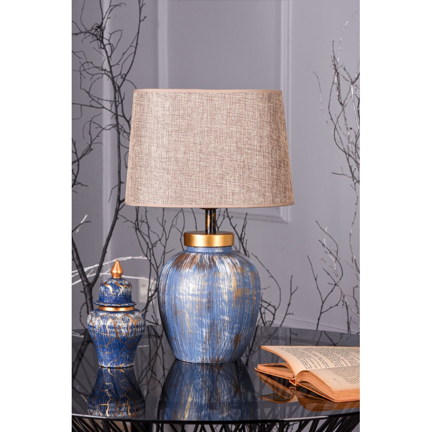 Lampe de table 1xE27/40W/230V bleu/beige
