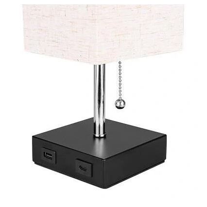 Lampe de table 1xE27/60W/230V avec chargeur USB