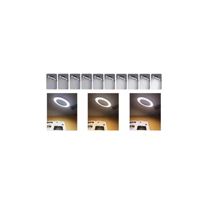 Lampe de table à intensité variable avec loupe LED/6W/5V 3000K/4000K/6000K noir