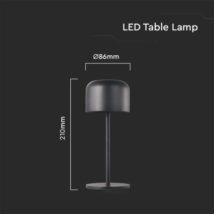 Lampe de table tactile rechargeable et à intensité variable LED/1,5W/5V 2700-5700K IP54 2200 mAh noir