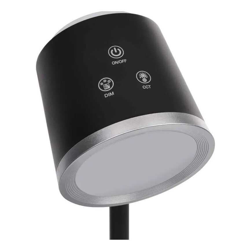 Lampe de table à intensité variable rechargeable 4en1 LED/6W/3,7V 3000K/4000K/6500K 1500mAh noir