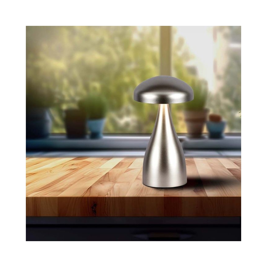 Lampe de table tactile rechargeable et à intensité variable LED/1W/5V 3000-6000K 1800 mAh argent
