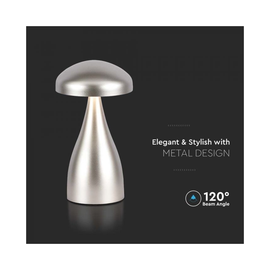 Lampe de table tactile rechargeable et à intensité variable LED/1W/5V 3000-6000K 1800 mAh argent