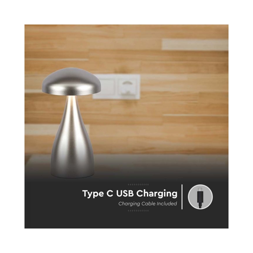Lampe de table tactile rechargeable et à intensité variable LED/1W/5V 3000-6000K 1800 mAh argent