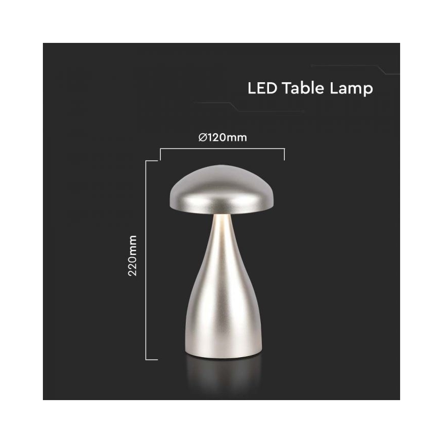 Lampe de table tactile rechargeable et à intensité variable LED/1W/5V 3000-6000K 1800 mAh argent