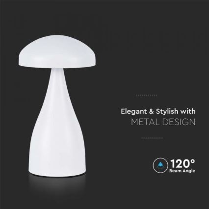 Lampe de table tactile rechargeable et à intensité variable LED/1W/5V 3000-6000K 1800 mAh blanc