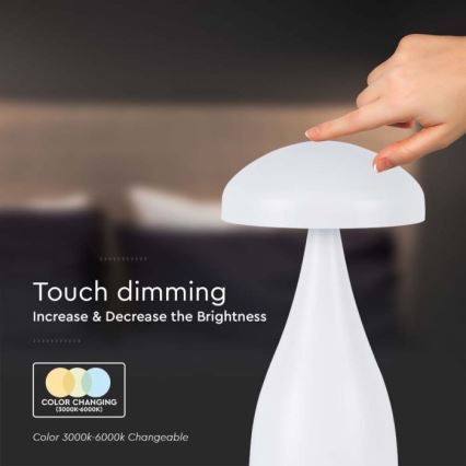 Lampe de table tactile rechargeable et à intensité variable LED/1W/5V 3000-6000K 1800 mAh blanc
