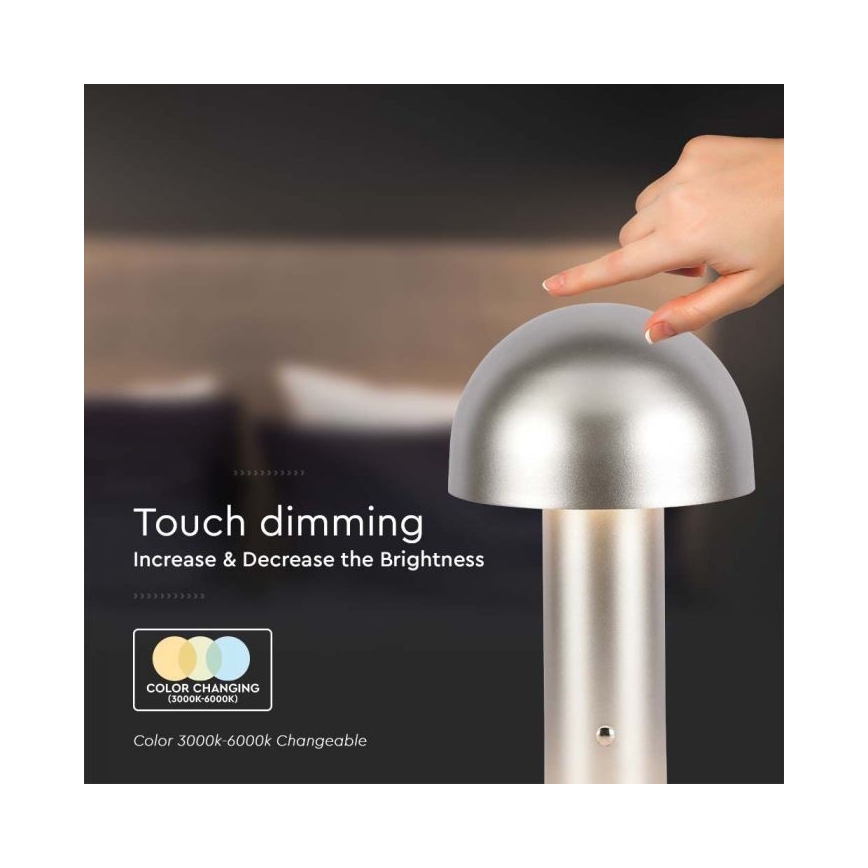 Lampe de table tactile rechargeable et à intensité variable LED/1W/5V 3000-6000K 1800 mAh doré