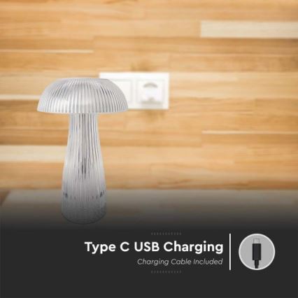Lampe de table tactile rechargeable et à intensité variable LED/1W/5V 3000-6000K 1800 mAh transparent