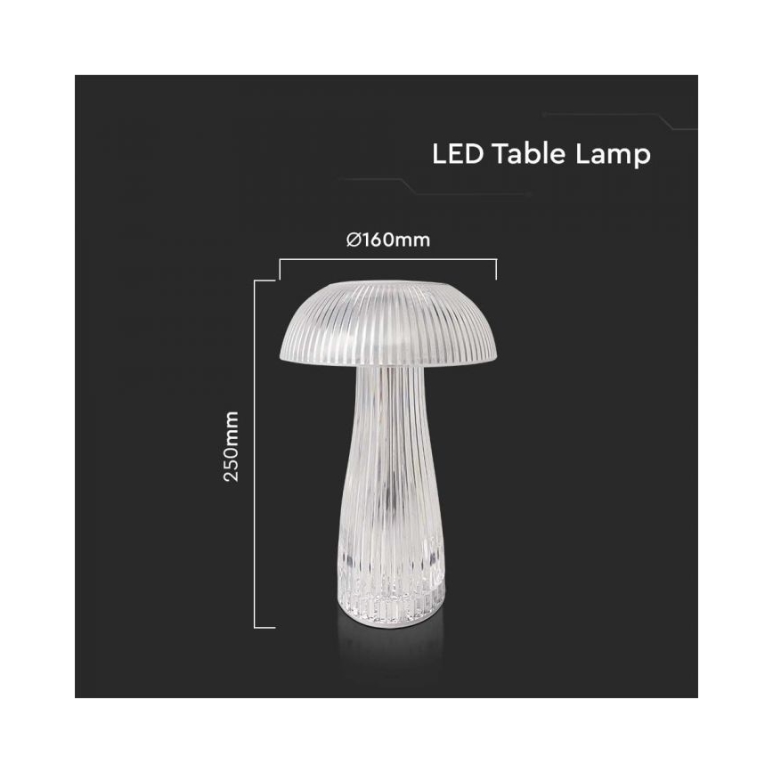 Lampe de table tactile rechargeable et à intensité variable LED/1W/5V 3000-6000K 1800 mAh transparent