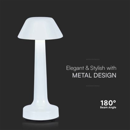 Lampe de table tactile rechargeable et à intensité variable LED/1W/5V 3000-6000K 1800 mAh blanc