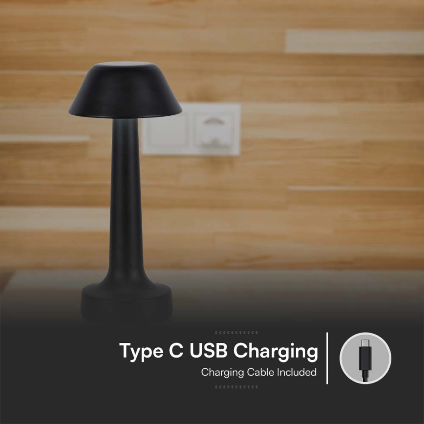 Lampe de table tactile rechargeable et à intensité variable LED/1W/5V 3000-6000K 1800 mAh noir