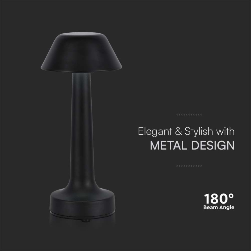 Lampe de table tactile rechargeable et à intensité variable LED/1W/5V 3000-6000K 1800 mAh noir