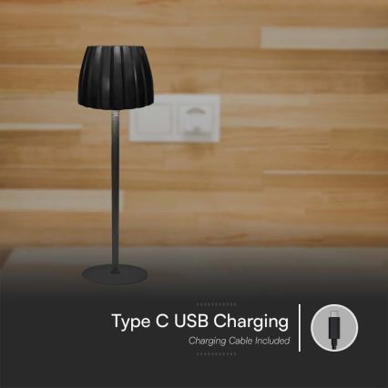 Lampe de table tactile rechargeable et à intensité variable LED/2,7W/5V 3000/4000/6000K 1800 mAh noir