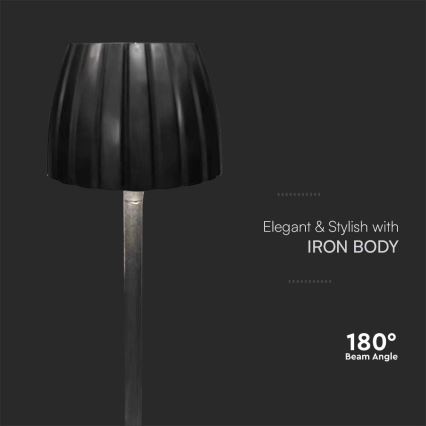 Lampe de table tactile rechargeable et à intensité variable LED/2,7W/5V 3000/4000/6000K 1800 mAh noir